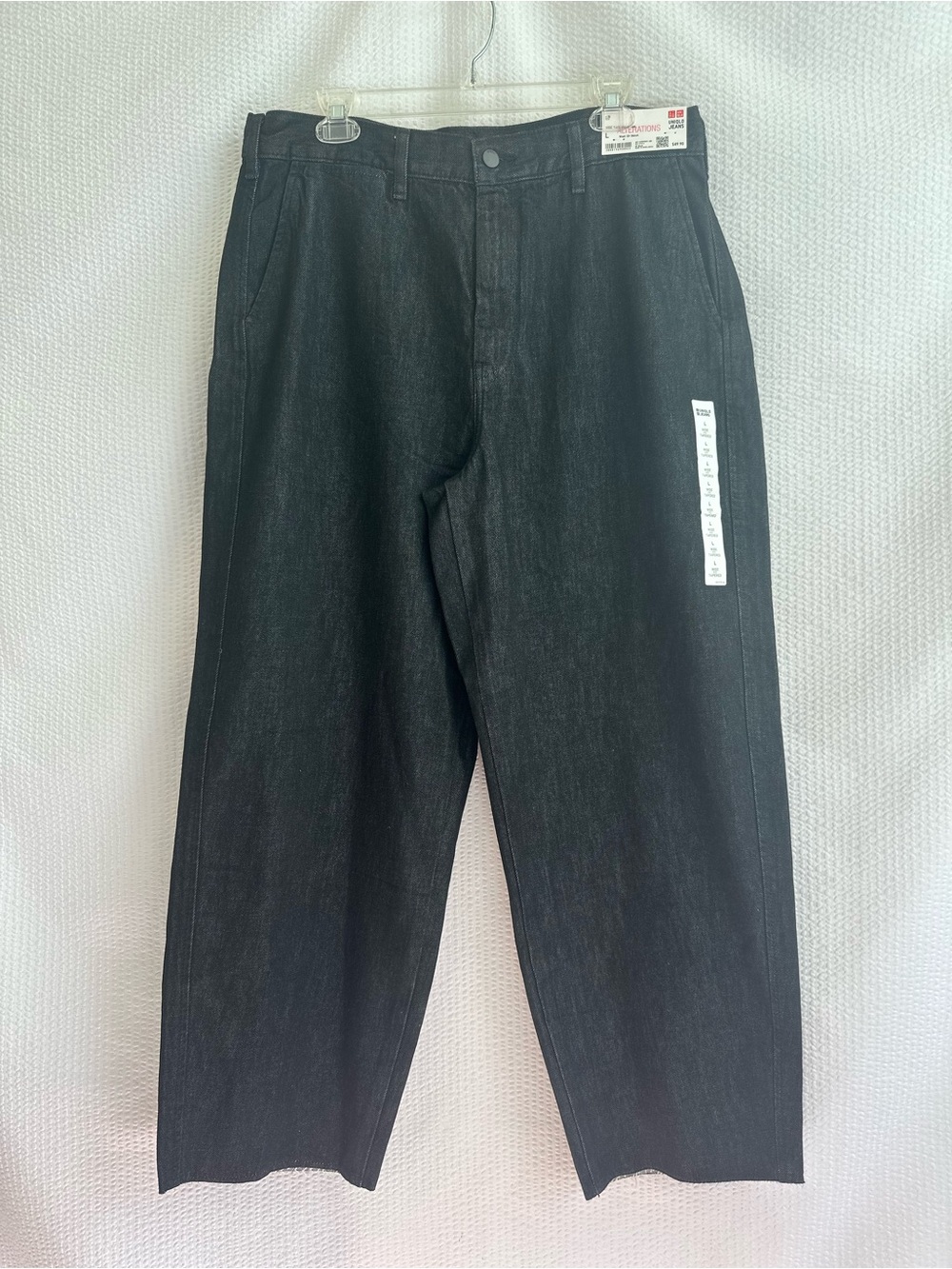 Uniqlo Wide Tapered Jeans Dark Wash Denim High Rise Barrel Leg Size: Large NWT